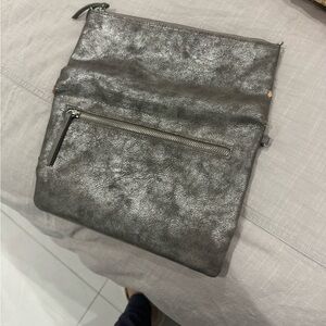 Stella and Dot Metallic Gray Clutch Bag
